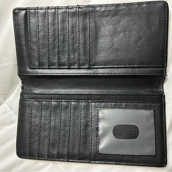 Justin Boots Western Rodeo Bi-Fold Wallet Horse Cross Christ Black Cowboy Cow - Picture 3 of 8